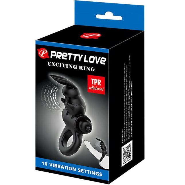 PRETTY LOVE - INEL VIBRATOR EXCITANT CU FORMĂ DE IEPURE, 10 VIBRAȚII, NEGRU
