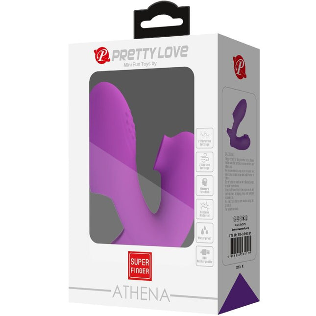 PRETTY LOVE - VIBRATOR PENTRU DEGET ATHENA CU STIMULATOR DE CLITORIS MOV