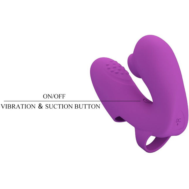 PRETTY LOVE - VIBRATOR PENTRU DEGET ATHENA CU STIMULATOR DE CLITORIS MOV