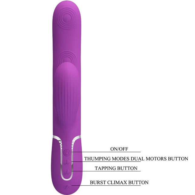 PRETTY LOVE - VIBRATOR PERLITA 3 ÎN 1 MULTIFUNCȚIONAL ÎN FORMĂ DE IEPURE, MOV