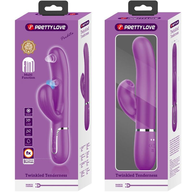 PRETTY LOVE - VIBRATOR PERLITA 3 ÎN 1 MULTIFUNCȚIONAL ÎN FORMĂ DE IEPURE, MOV