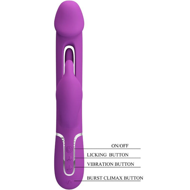 PRETTY LOVE - VIBRATOR KAMPAS 3 ÎN 1 MULTIFUNCȚIONAL ÎN FORMĂ DE IEPURE, MOV