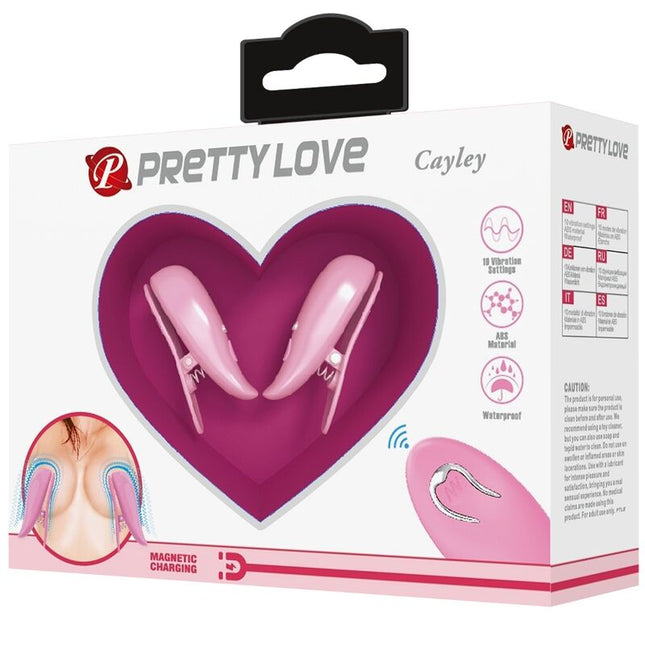 PRETTY LOVE - CLEMELE PENTRU SFARFURI CAILEY CU 10 VIBRAȚII, TELECOMANDĂ, ROZ