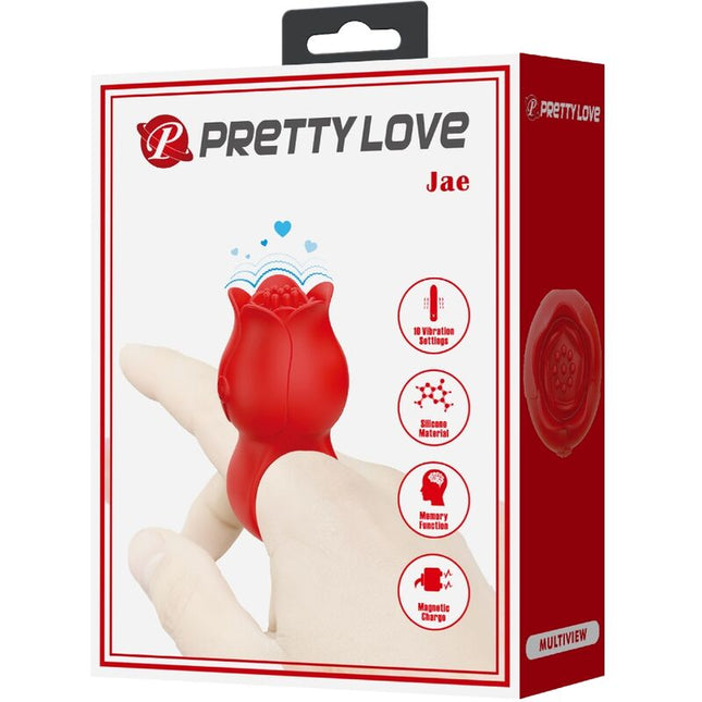 PRETTY LOVE - VIBRATOR JAE ÎN FORMĂ DE TRANDAFIR 10 VIBRAȚII ROȘU