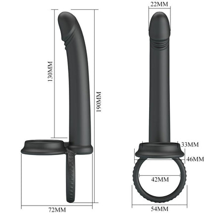 PRETTY LOVE - DILLION INEL DUBLU PENTRU PENIS CU DUBLĂ PENETRARE, NEGRU