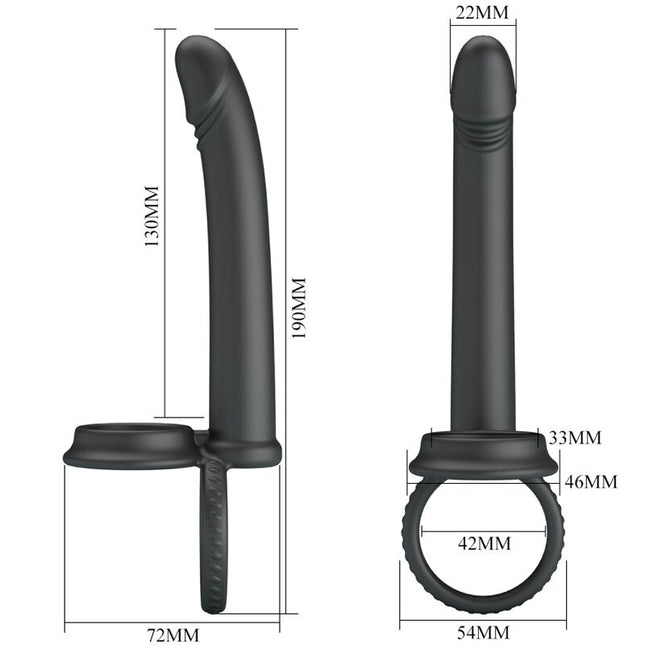 PRETTY LOVE - DILLION INEL DUBLU PENTRU PENIS CU DUBLĂ PENETRARE, NEGRU
