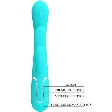 PRETTY LOVE - SHANIA TRIPLE RABBIT MULTIFUNCTION VIBRATOR 3 IN 1 BLUE