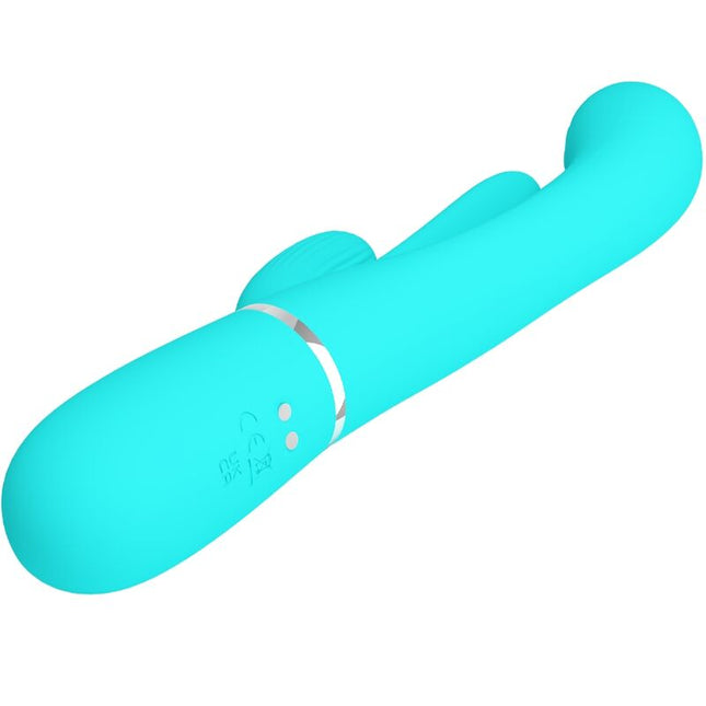 PRETTY LOVE - VIBRATOR MULTIFUNCȚIONAL SHANIA TRIPLU IEPURE 3 ÎN 1 ALBASTRU
