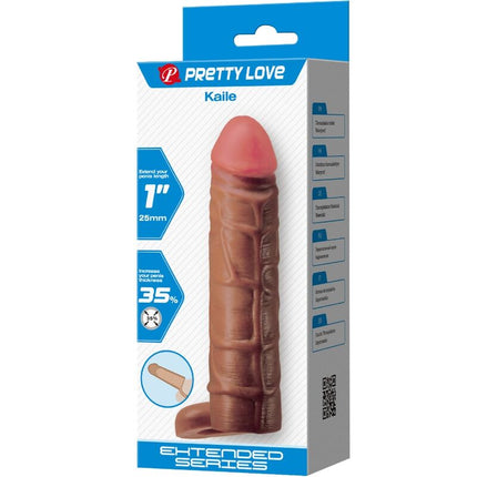 PRETTY LOVE - MÂNĂ DE PENIS KAILE CU EXTENSIE DE 2,5 CM MULATTO