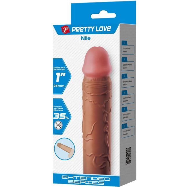 PRETTY LOVE - MANȘON PENTRU PENIS NILE CU EXTENSIE DE 2,5 CM MULATTO