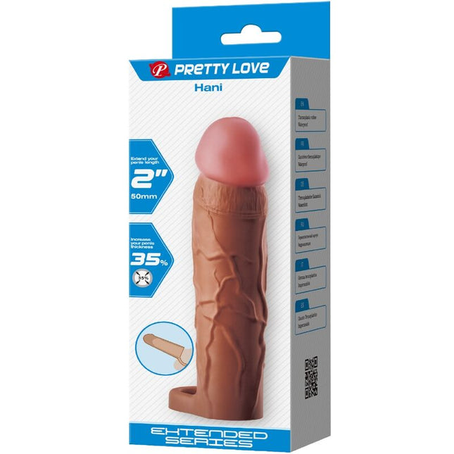 PRETTY LOVE - MÂNECĂ PENTRU PENIS HANI CU EXTENSIE DE 5 CM MULATTO