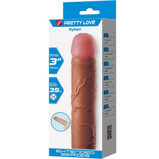 PRETTY LOVE - MANȘON PENTRU PENIS KYLIAN CU EXTENSIE DE 7,6 CM MULATTO