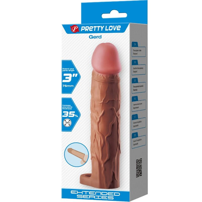 PRETTY LOVE - MÂNĂ PENTRU PENIS GERD CU EXTENSIE DE 7,6 CM MULATTO
