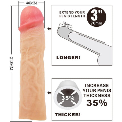 PRETTY LOVE - MÂNECĂ PENTRU PENIS DEREK CU EXTENSIE FLESH DE 7,6 CM