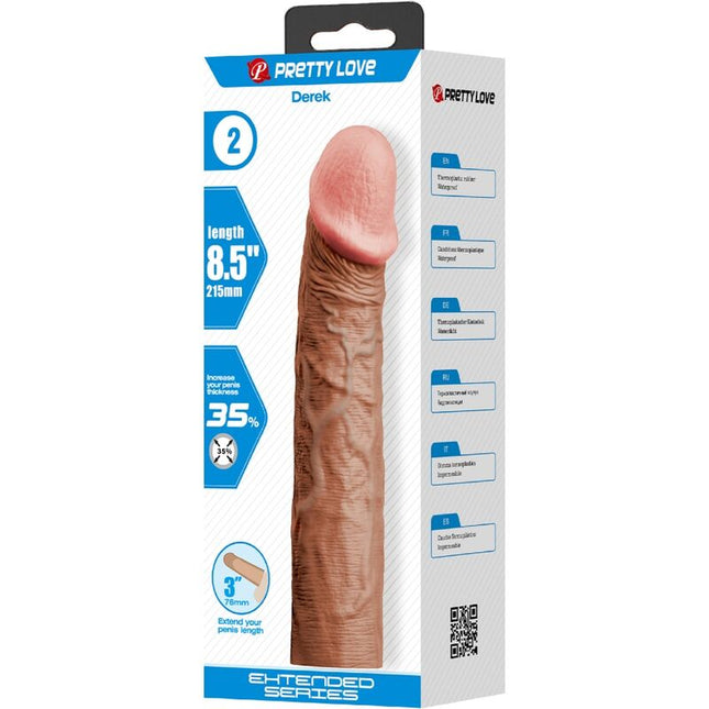 PRETTY LOVE - MÂNĂ PENIS DEREK CU EXTENSIE DE 7,6 CM MULATTO