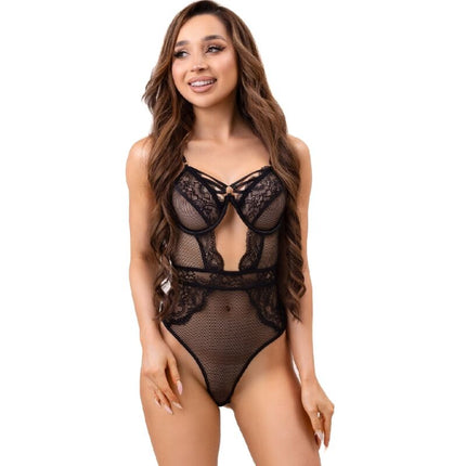 LIVCO CORSETTI FASHION - PAULA LC 20209 BODY CU DECORAȚIUNI DIN DANTELĂ NEGRU S/M