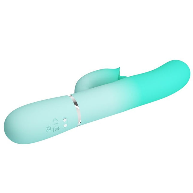 PRETTY LOVE - VIBRATOR MULTIFUNCȚIONAL GIGI ÎN FORMĂ DE IEPURE VERDE ACVATIC