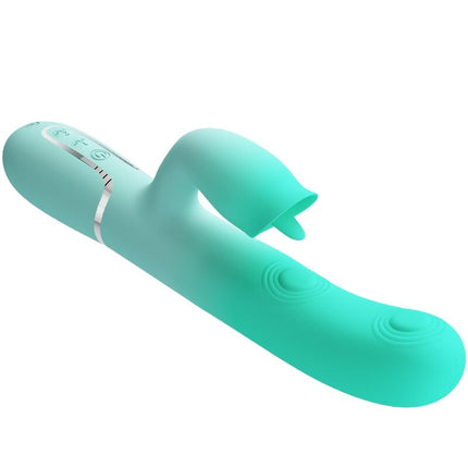 PRETTY LOVE - VIBRATOR MULTIFUNCȚIONAL GIGI ÎN FORMĂ DE IEPURE VERDE ACVATIC