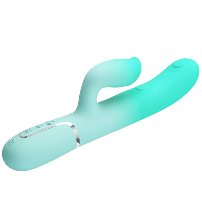 PRETTY LOVE - VIBRATOR MULTIFUNCȚIONAL GIGI ÎN FORMĂ DE IEPURE VERDE ACVATIC