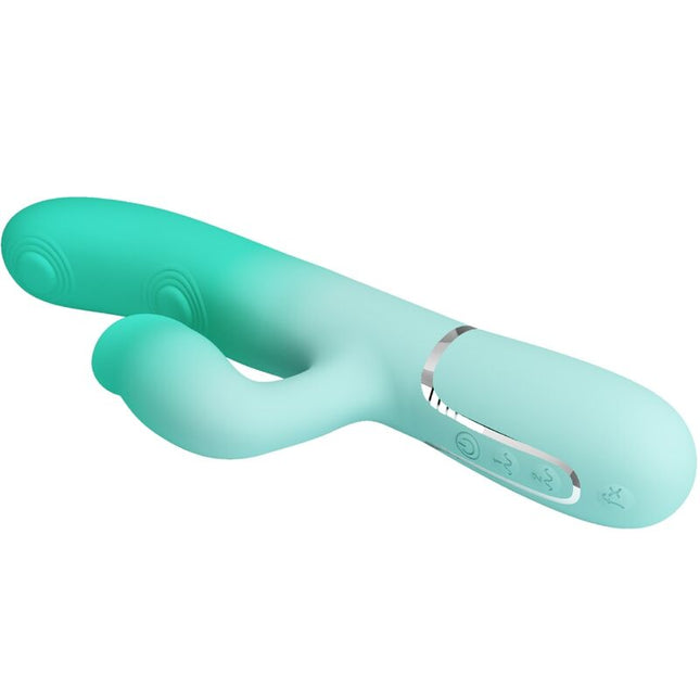 PRETTY LOVE - VIBRATOR MULTIFUNCȚIONAL GIGI ÎN FORMĂ DE IEPURE VERDE ACVATIC