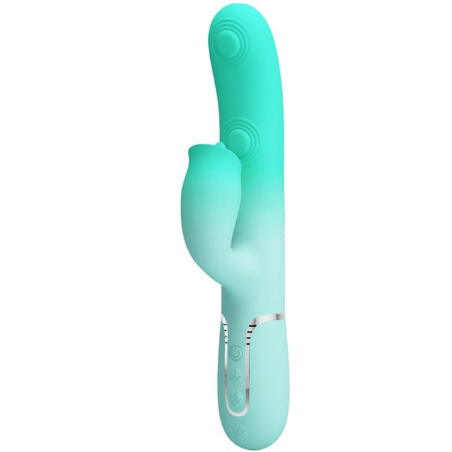 PRETTY LOVE - VIBRATOR MULTIFUNCȚIONAL GIGI ÎN FORMĂ DE IEPURE VERDE ACVATIC
