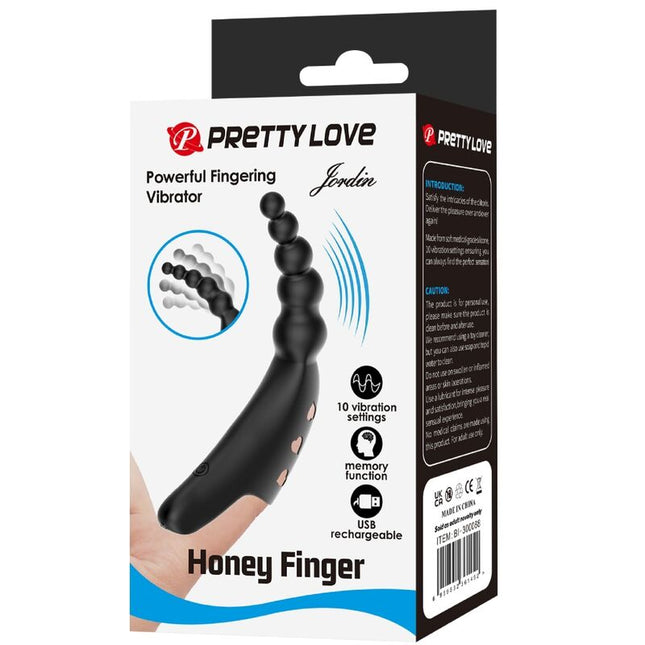 PRETTY LOVE - VIBRATOR PENTRU DEGET JORDIN 10 VIBRAȚII NEGRU