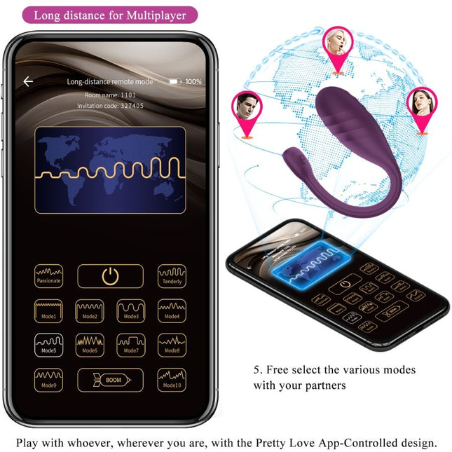 PRETTY LOVE - LEVIATHAN APP CONTROLLED VIBRATOR PURPLE