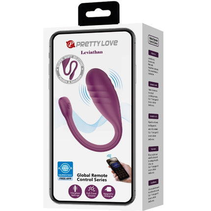 PRETTY LOVE - VIBRATOR LEVIATHAN CONTROLAT PRIN APLICAȚIE VIOLET