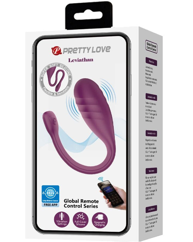 PRETTY LOVE - VIBRATOR LEVIATHAN CONTROLAT PRIN APLICAȚIE VIOLET