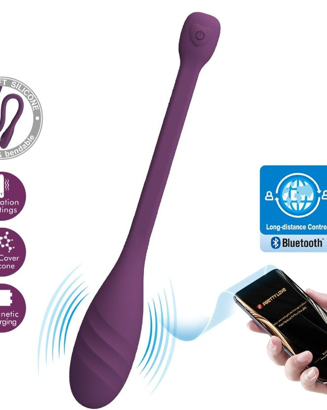 PRETTY LOVE - VIBRATOR LEVIATHAN CONTROLAT PRIN APLICAȚIE VIOLET