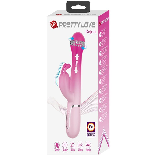 PRETTY LOVE - VIBRATOR DEJON 3 ÎN 1 MULTIFUNCȚIONAL ÎN FORMĂ DE IEPURE ROZ