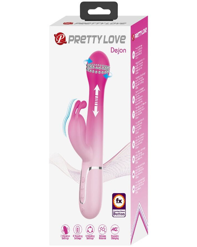 PRETTY LOVE - VIBRATOR DEJON 3 ÎN 1 MULTIFUNCȚIONAL ÎN FORMĂ DE IEPURE ROZ