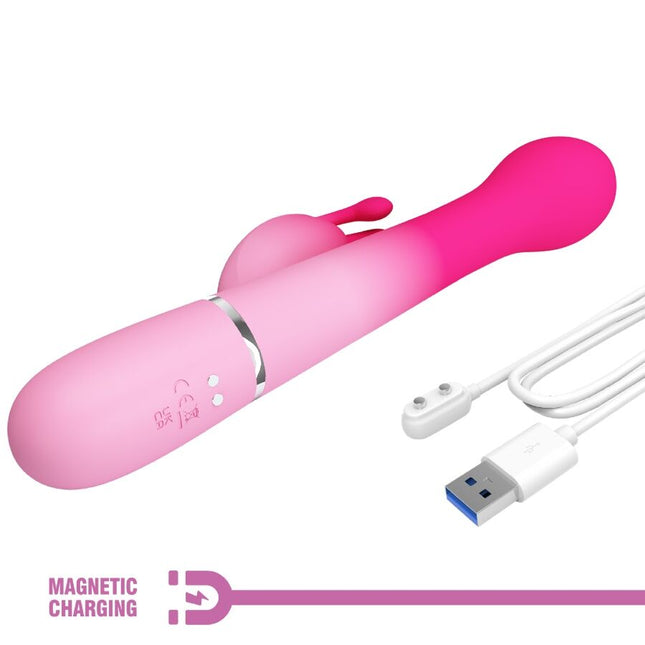 PRETTY LOVE - VIBRATOR DEJON 3 ÎN 1 MULTIFUNCȚIONAL ÎN FORMĂ DE IEPURE ROZ