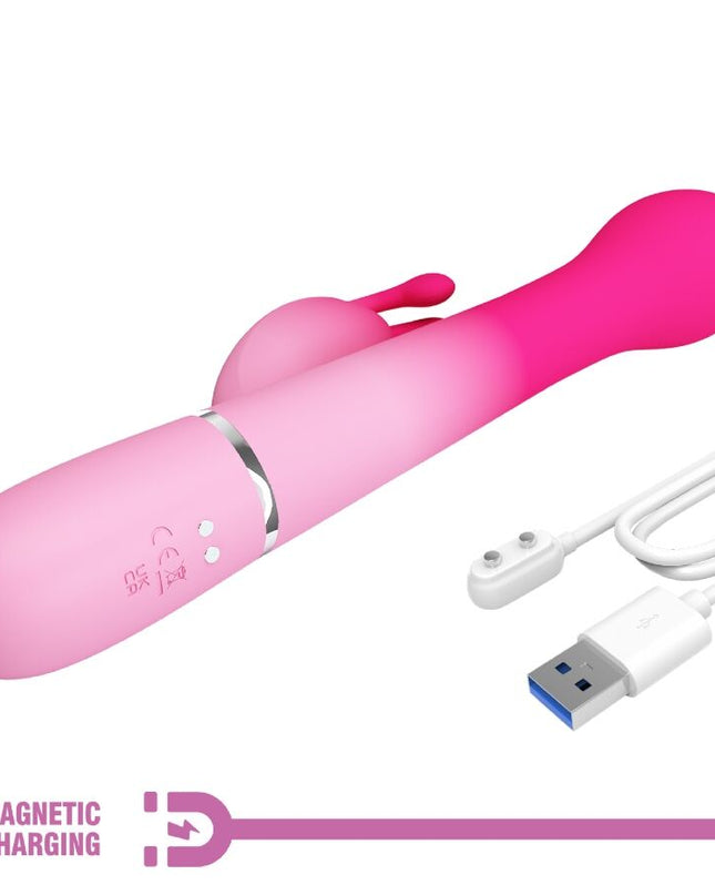 PRETTY LOVE - VIBRATOR DEJON 3 ÎN 1 MULTIFUNCȚIONAL ÎN FORMĂ DE IEPURE ROZ