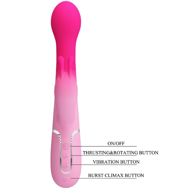 PRETTY LOVE - VIBRATOR DEJON 3 ÎN 1 MULTIFUNCȚIONAL ÎN FORMĂ DE IEPURE ROZ