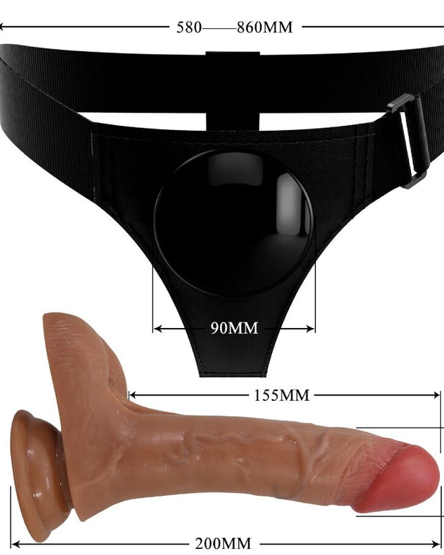 PRETTY LOVE - HAM UNIVERSAL CU DILDO VIBRANT ȘI CU EIATRICĂ 15,5 CM MULATOR