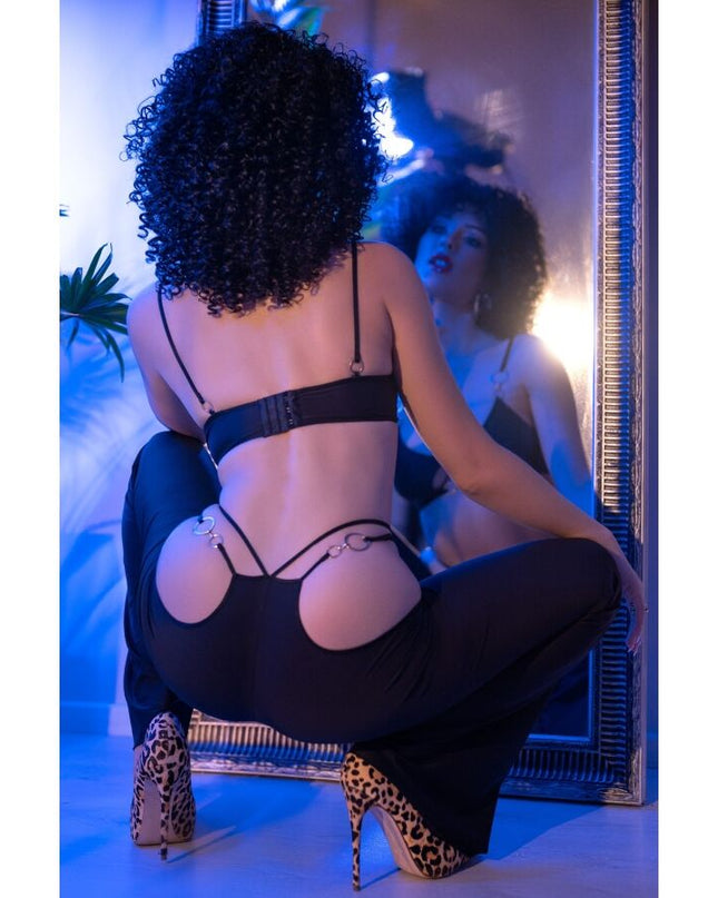 CHILIROSE - CR 4851 SET TOP ȘI COLANȚI NEGRI CU ACCESORII AURII, MĂRIME S