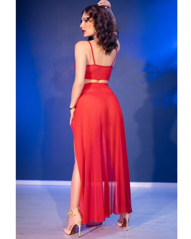 CHILIROSE - CR 4850 TOP ȘI COLANȚI ROȘII CU ACCESORII AURII M