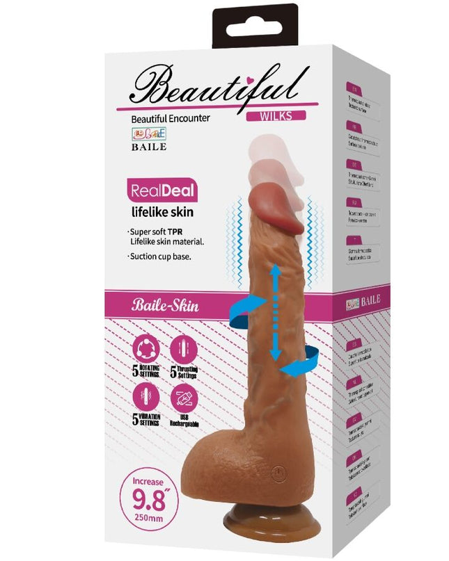 BAILE - VIBRATOR REALISTIC BEAUTIFUL WILKS CU 5 SETĂRI 25 CM MULATOR