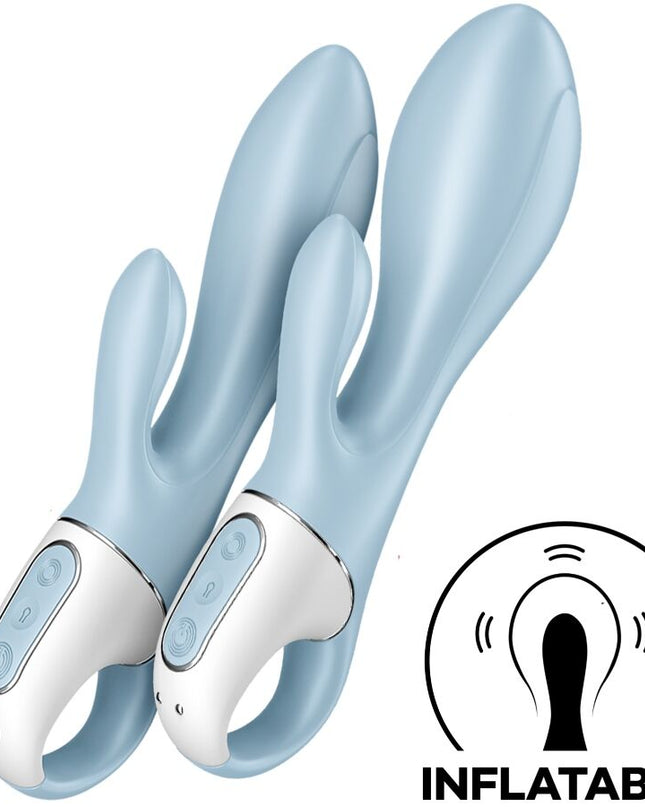 SATISFYER - VIBRATOR GONFLABIL IEPURE CU POMPA DE AER IEPURE 1, ALBASTRU