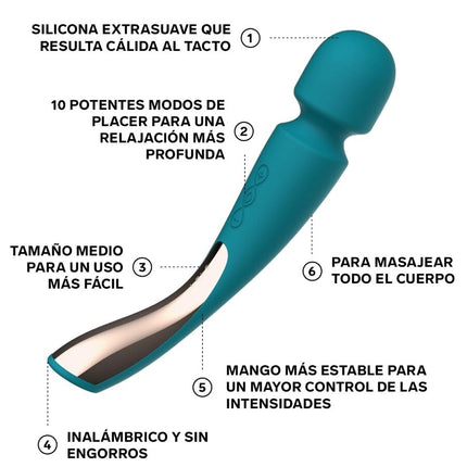 LELO - SMART MEDIUM WAND 2 MASAJ ALBASTRU OCEAN