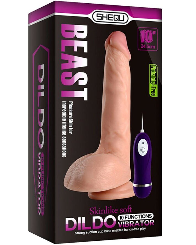 SHEQU - DILDO VIBRATOR BEAST CU TELECOMANDĂ 24,5 CM