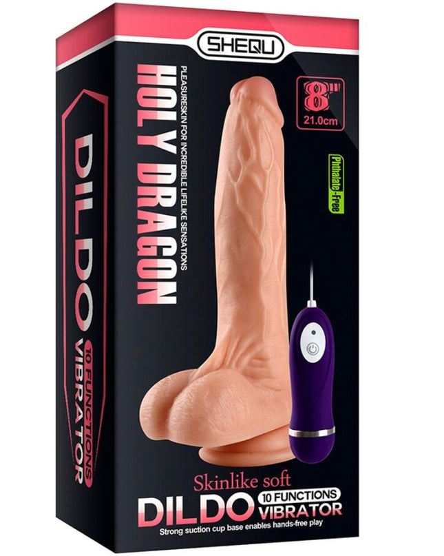 SHEQU - DILDO VIBRATOR HOLY DRAGON CU TELECOMANDĂ 20,5 CM