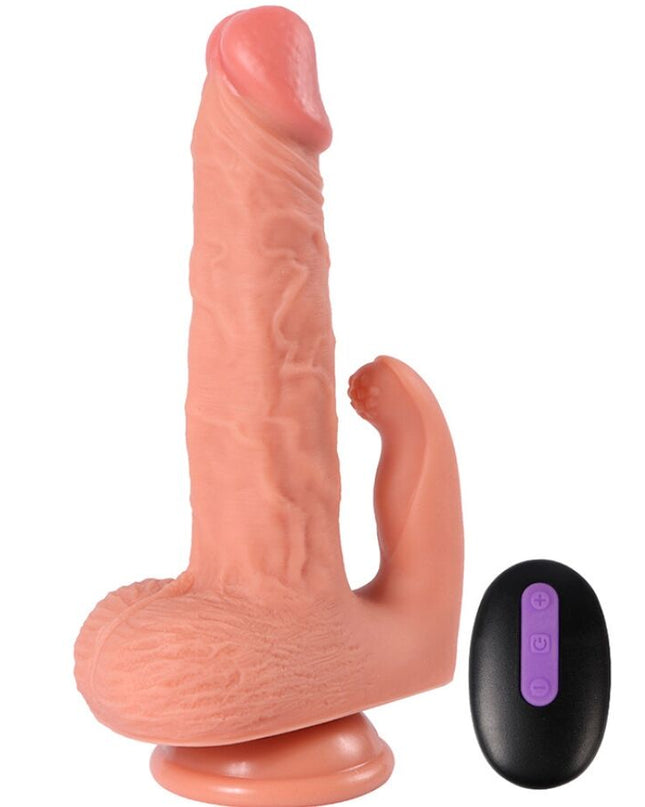 SHEQU - DILDO ȘI STIMULATOR DE CLITORIS HAYDEN CU VIBRAȚII ȘI TELECOMANDĂ 16 CM