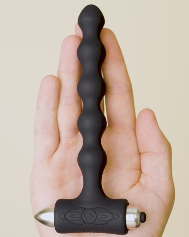 ROCKS-OFF - VIBRATOR PETITE SENSATIONS PEARLS CU DOP ANAL NEGRU