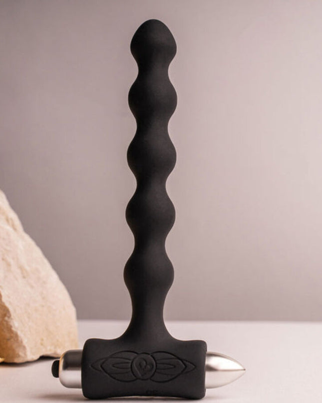 ROCKS-OFF - VIBRATOR PETITE SENSATIONS PEARLS CU DOP ANAL NEGRU