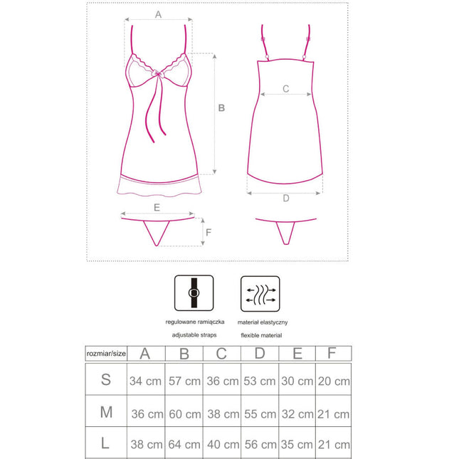 LIVCO CORSETTI FASHION - HYEONA 1710 BABYDOLL + THONG ROSE S