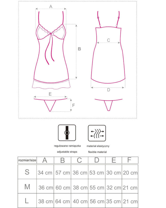 LIVCO CORSETTI FASHION - HYEONA 1710 BABYDOLL + THONG ROSE S