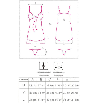 LIVCO CORSETTI FASHION - HYEONA 1710 BABYDOLL + THONG ROSE S