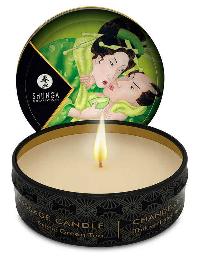 SHUNGA - LUMÂNARE DE MASAJ MINI CARESS BY CANDELIGHT VERDE 30 ML